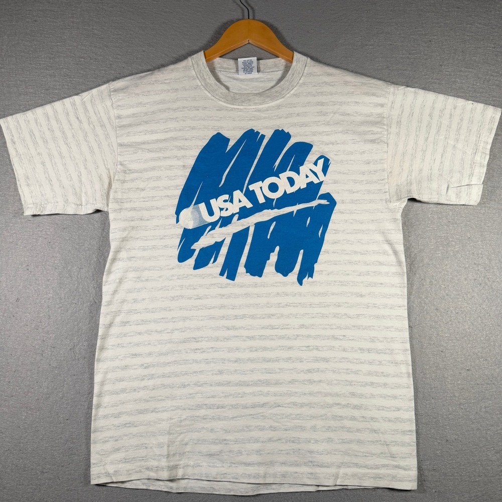 Vintage Swingster USA TODAY T Shirt Mens Large Grey Blue Single Stitch Made USA